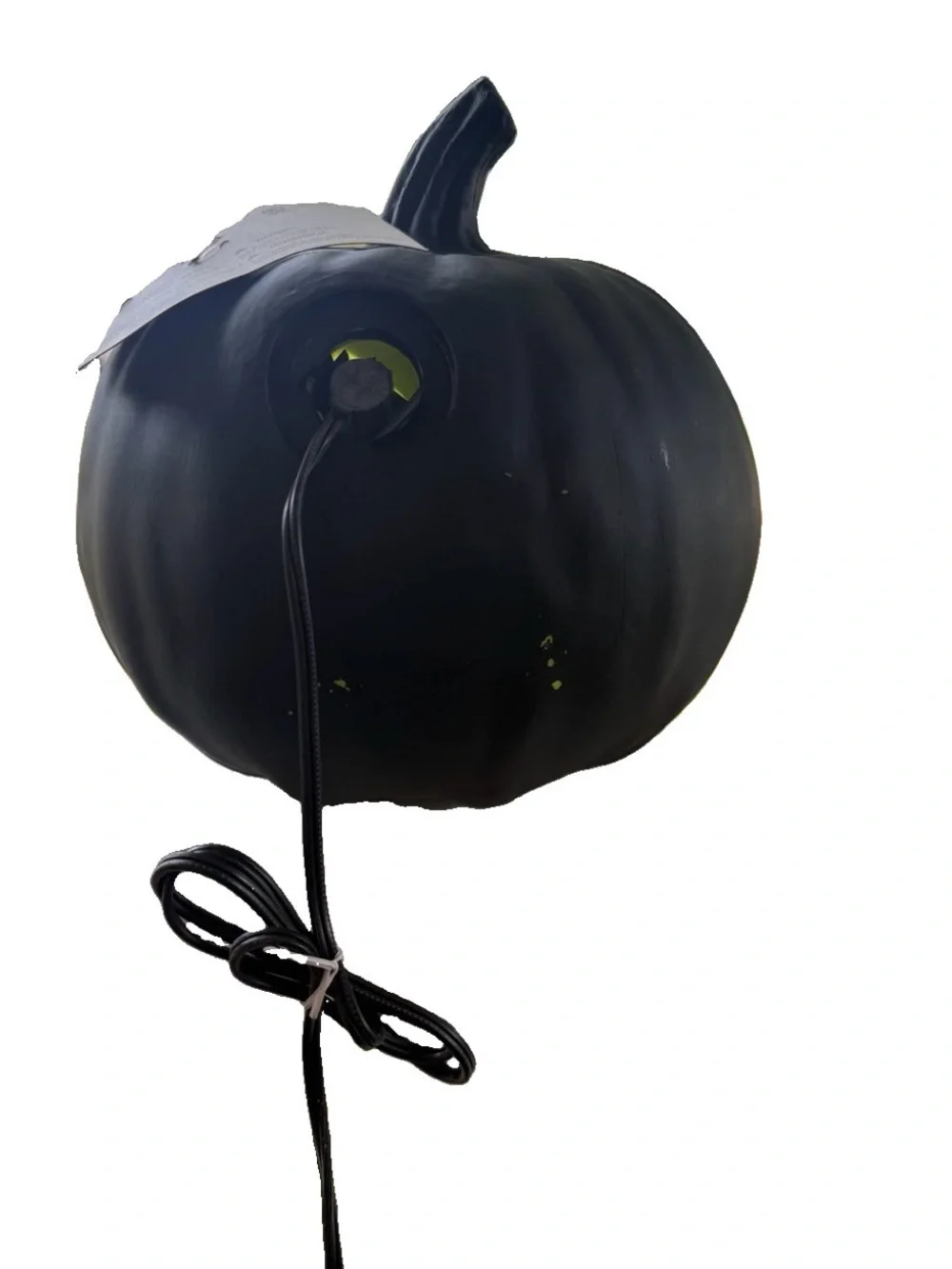 Vintage 2009 Walmart Black Pumpkin Green Blow Mold Light Up Jack O Lantern NWT